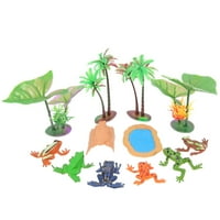 Skup realnih žaba igračaka simuliranih ribnih spokojnih umjetnih žaba igračka mikro krajobraznica