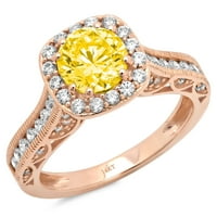 2.7ct okrugli rez žuta simulirana dijamant 14k Gold Gold Anniverment HALO prsten veličine 9