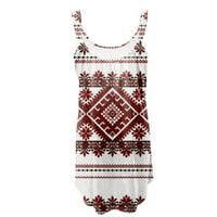 TAQQPUE Ljetne haljine za žene Casual O-izrez Bohemijske geometrijske tipke T-majice Haljina Labavi