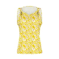 USMIXI Cisterna za žene Cvjetni ljetni V-izrez majice bez rukava na plaži Ladies Modni čvorovi zatamnjene