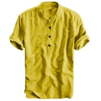 Munske majice shpwfbe muške majice prozračna košulja cool viseći tanki ljetni i gradijentni ovratnik obojene pamučne muške muške bluze ljetne vrhove žuti xl