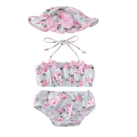 PUDCOCO Baby Girl Coverit Flower Leopard Print Halter kravata + kratke hlače + kapa