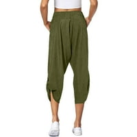 Ženska posteljina Capris visoki struk ljetne casual kapri hlače za žene labave fit čvrste salone sa džepovima