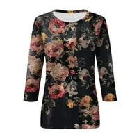 -Irl za žensku majicu za žene ljetne vrhove posada Tromjesečni rukav povremeni cvjetni ženski vrhovi