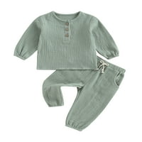 Huakaishijie Toddler Baby Boy Girl Pamučne pantalone Postavite majicu s dugim rukavima Top elastični
