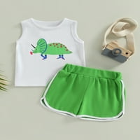 Gwiyeopda Toddler Baby Boys Girls Ljeto odijelo bez rukava Dinosaur Print Tors + Hratke Set