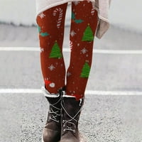 Ženske modne povremene božićne tiskane zategnute hlače velike tamke visoke struke