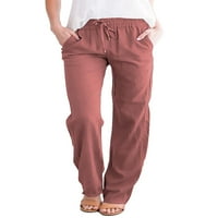 Sidefeel ženske casual hlače nacrtavanje elastičnih struka Comfy ravne pantalone za noge sa džepovima