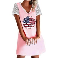 Gacuw Crvena bijela plava košulja haljina američka zastava odjeća ljetna casual haljina cvjetni kratki