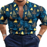 Paille Muns Xmas Bluouse Plaid božićne košulje dugih rukava Lightweight rever Tun Tuc Majica Holiday Style E 2XL