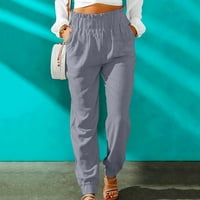 Ležerne prilike elastične hlače visoke struke za žene ljetne dukseve sa džepovima