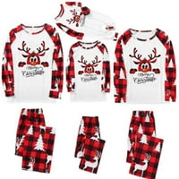 Božićne pidžame za žene koje odgovaraju obiteljskim božićnim pidžamama Set Božićni PJS za obiteljski set Crveni plaćeni gornji i dugi hlače za spavanje za spavanje crna
