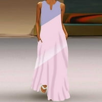 Oalirro ženska modna haljina seksi polka dot v izrez džep bez rukava od tiskane plaže Summer Clearance