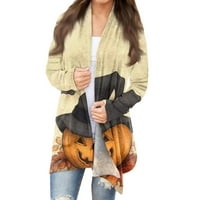 Chunky Cardigan srednja dužina Žene plus veličina zimski džemper pamučna odjeća tiskane majice dugih rukava za žene Khaki XL