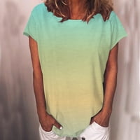 GATHRGYP ženski vrhovi, ljetni vrhovi za kratki rukav, ženska povremena gradijentna boja majica kratkih rukava majica