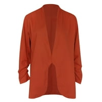 Ženska modna solidna boja otvorena prednja dugačka elastična rukava labavi bluže na gornjem odjećvaju jaknu odijelo