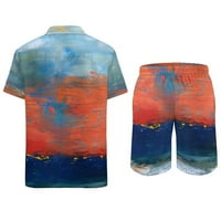 Cuoff Hawaiian Odjeća za odmor Men Set, Muškarci Set Outfit Beach Dugme Down majica i pantski set Summer Hawaii Seaside Holiday Beach Digital 3D povremeni odjeća