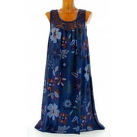 Moda plus Veličina haljina Ženska rukava čipkaste haljine labave ležerne ljetne haljine plave m