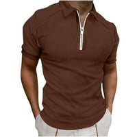 Polo majice muški kratki rukav rebrasti četvrt-zip prednji reverzni vrat Radna haljina majica majica boja blok rastezanje