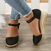 Aaimomet Slatke sandale za žene Žene Ripple Sandale Platform Wedge Sandale Moda Svestrana pletenica od kockice za disanje, crna 8.5
