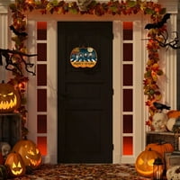 Loopsun Fall Halloween ukrasi za ušteda za dom, crtani par Halloween lično drvena karta u obliku bundeve