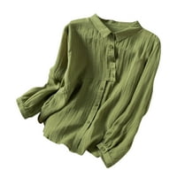 Olyvenn ženske pamučne majice plus pamučne majice reverske košulje Comfy labave casual baged trendy