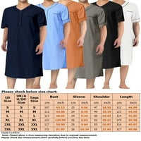 Muškarci Thobe Muslimanska majica V izrez Robe MENS Casual Nightgown Dom Sleep Majica Orange 2xl