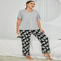 Fridayin Casual V-izrez Color Contrast Labava ženska pidžama