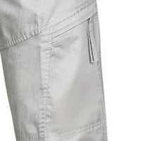 Muške pantalone Muški pamuk i posteljina elastična struka zdrobljene prozračne ugodne pantalone za pune pantalone pune dužine hlače pune dužine, siva 8