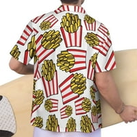 Francuski pomfrit čips košulja za muškarce Retro Big i visoki gumb dolje majice Casual Aloha kratkih rukava s kratkim rukavima