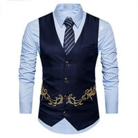 Muški izvezeni poslovni službeni odijelo prsluk sa jednom grudima odijela V-izrez prsluk vjenčanja Tuxedo Blazers