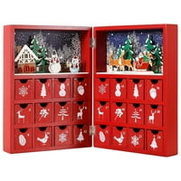 Drveni advent za višekratnu upotrebu za popunjavanje - Crvena božićna knjiga sa vratima - DIY božićni kalendar