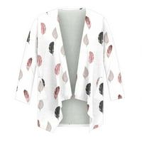 Mrat Womens Cardigan rukav casual carsigani za žene cvjetni print kardigan s pola rukava šal udobnih džepova tiskanje kardigan bluza pamučni tunični vrhovi za žene bijele m