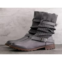 Kesitin Ladies Mid-Calf čizme kaiš kopča Zimske cipele Vunena pređa Boot Moda Udobnost hodanje niske