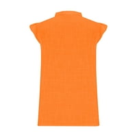 Yyeselk ljetne ženske pamučne majice labavi fit ruffle rukavi prema gore V-izrez Tunic vrhovi modne