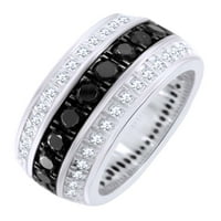 Okrugli oblik crno-bijeli prirodni dijamantski vjenčani prsten za vjenčanicu u 14K čvrstog bijelog zlatnog