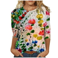 Levmjia Ženska košulje, vrhovi plus veličine Trendi okrugli vrat 3 4Sleeve majica za ispis bluza vrhova dukserica