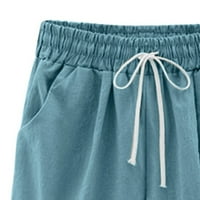 Žensko ljeto od tiskano peto bodova velike veličine pamučne pantalone casual hlače kratke hlače zeleno