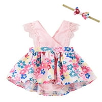 HUNPTA cvjetna princeza haljina za bebe Romper čipke suncokret trake za glavu Dječje djece Dječje djevojke