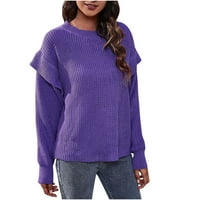 Ženski džemper dame modni casual čiste boje pad boje dugih rukava labav pleteni džemper