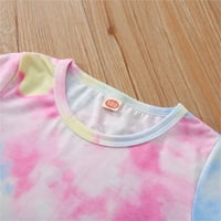 Daqian Baby Girls Odjeća za djecu Dječji djevojčice Ljeto Slatka kravata tiskana odjeća s kratkim rukavima