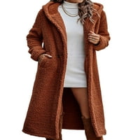 Jusddie ženska odjeća od pune boje labava jakna Otvorena prednji zimski kaput s dugim rukavima vanjski