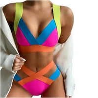 Ženski kupaći kostimi Tummy Control Plus Size Coleit CoverUp bikini patchwork set kupaći kostim Dvije punjene kupelje za kupanje za plažu vruće ružičaste s