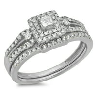 Dazzlingrock kolekcija 0. Carat 18k Round & Princess Diamond Dame Bridal Angažman prsten koji odgovara set CT, ruža zlato, veličina 8.5