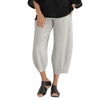 Hlače za žene Žene Ležerne prilike pune pamučne hlače pantalone elastične bend labave hlače za noge siva + xl