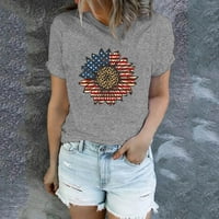 Američke zastave Proljetne vrhove za žene T majice Modni tiskani kratki rukav 4. jula Ženske grafičke majice crvene s