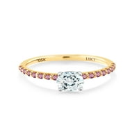 Gem Stone King 0. CT okruglo nebo Plava Aquamarine ružičasta laboratorija odrasli Diamond 18K dvotonski zlatni prsten