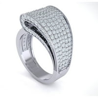 Pravi 4Ct okrugli rez Diamond Prong Dame Fancy Cluster Vjenčani opseg Svadbeni godišnjica Zvučni prsten od 4K zlata GH SI1