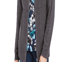 Karen Scott ženski kabel pleteni zip prednji džemper siva veličina sitnica