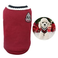 BELLAVEN PET Vest College V-izrez prsluk za pse odjeću Pleteni prsluk odjeću za kućne ljubimce, crvena